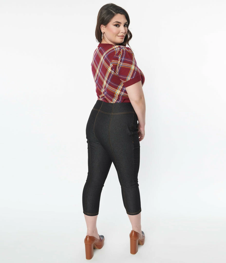 Sale Unique Vintage Plus Size Black Denim Beyond Basic Capri Jeans