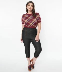 Sale Unique Vintage Plus Size Black Denim Beyond Basic Capri Jeans