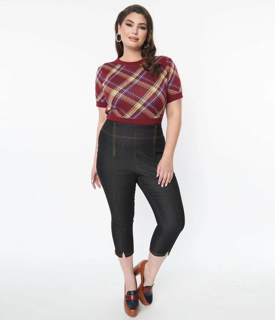 Sale Unique Vintage Plus Size Black Denim Beyond Basic Capri Jeans