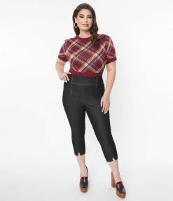 Sale Unique Vintage Plus Size Black Denim Beyond Basic Capri Jeans