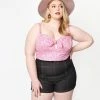 Sale Unique Vintage Plus Size Black Denim Summer Love Shorts