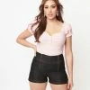 Unique Vintage Black Denim Summer Love Shorts Sale