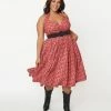 Sale Unique Vintage Plus Size 1950s Red Bandana Print Tarrytown Hostess Dress