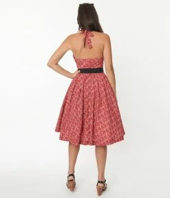 Sale Unique Vintage 1950s Red Bandana Print Tarrytown Hostess Dress