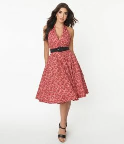 Sale Unique Vintage 1950s Red Bandana Print Tarrytown Hostess Dress