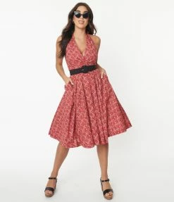 Sale Unique Vintage 1950s Red Bandana Print Tarrytown Hostess Dress