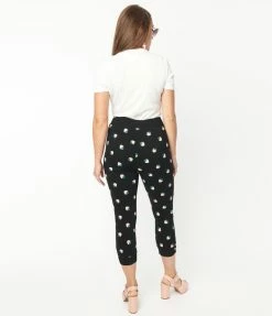Unique Vintage Black & Pink Strawberry Print Darienne Capris New Arrivals!