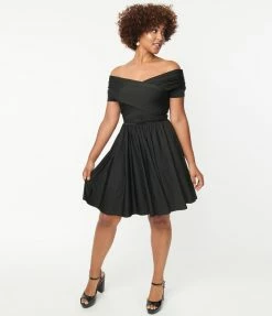 Sale Unique Vintage Black Spotlight Stealer Flare Dress