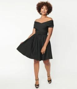 Sale Unique Vintage Black Spotlight Stealer Flare Dress