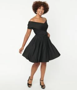 Sale Unique Vintage Black Spotlight Stealer Flare Dress