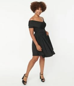 Sale Unique Vintage Black Spotlight Stealer Flare Dress