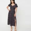 Sale Unique Vintage Black & Heart Print Wild Hearts Run Free Midi Dress