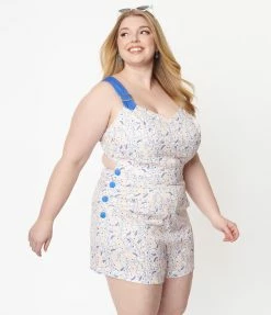 Peanuts X Unique Vintage Plus Size All About Snoopy Print Heat Wave Romper