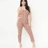 Sale Unique Vintage Rust Red Gingham Halter Marcel Jumpsuit