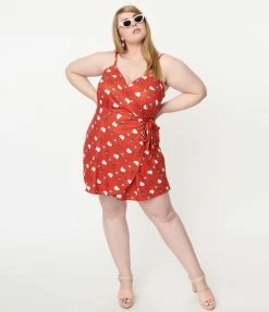 Hello Kitty X Unique Vintage Plus Size Red Apple Lottie Wrap Romper
