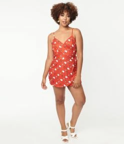 Hello Kitty X Unique Vintage Red Apple Lottie Wrap Romper