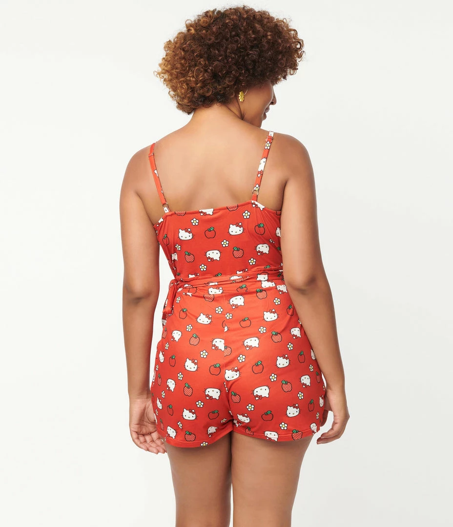 Hello Kitty X Unique Vintage Red Apple Lottie Wrap Romper