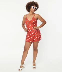 Hello Kitty X Unique Vintage Red Apple Lottie Wrap Romper