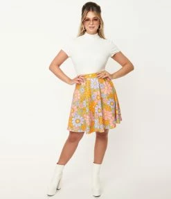 Smak Parlour Avocado Green & Multicolor Daisy Sweet Talk Skirt Sale