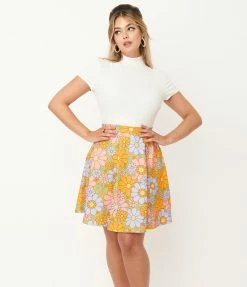 Smak Parlour Avocado Green & Multicolor Daisy Sweet Talk Skirt Sale