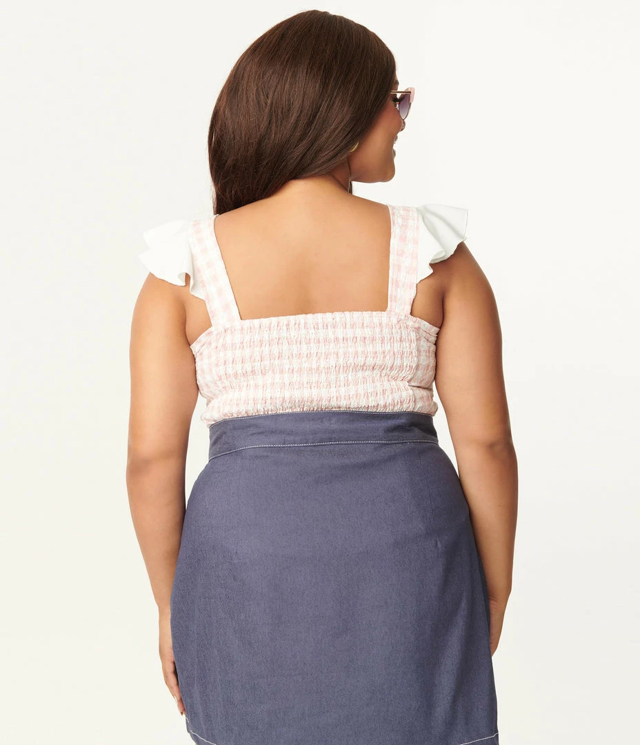 Smak Parlour Plus Size Pink Gingham Eyelet Double Major Top Sale