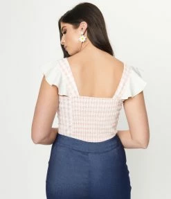 Sale Smak Parlour Pink Gingham Eyelet Double Major Top