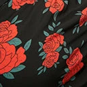 Sale Unique Vintage Plus Size 1950s Black & Red Floral Wrap Star Crop Top