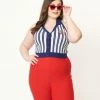 Fan Flair Popeye X Unique Vintage Plus Size Blue Striped Sweethaven Sweater