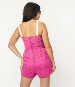Sale Unique Vintage Fuchsia Eyelet Rae Romper