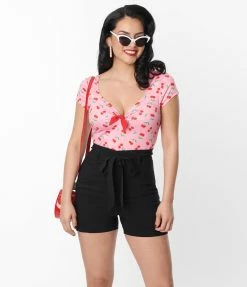 Clothing Unique Vintage Black High Waist Tied & True Shorts