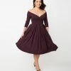 Unique Vintage Eggplant Marceline Swing Dress Clothing