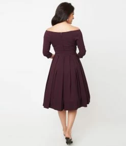 Unique Vintage Eggplant Marceline Swing Dress Clothing