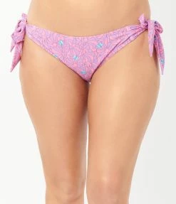 Swimwear Unique Vintage Pink & Purple Floral Sweet & Sash-y Swim Bottom