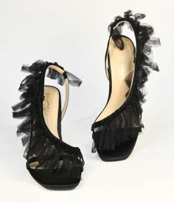 Betsey Johnson ( Steve Madden Daniel Friedman) Betsey Johnson Black Tulle Sandal Heels Heels & Wedges