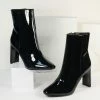 East Lion (Qupid) Black Patent Leatherette Pointed Toe Booties Boots