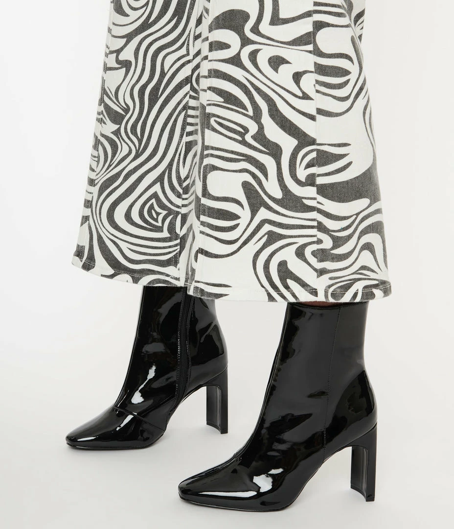 East Lion (Qupid) Black Patent Leatherette Pointed Toe Booties Boots