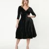 Silver Stop Inc. (Voodoo Vixen) Voodoo Vixen Black Embossed Velvet Swing Dress