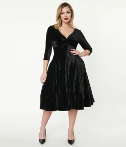 Silver Stop Inc. (Voodoo Vixen) Voodoo Vixen Black Embossed Velvet Swing Dress