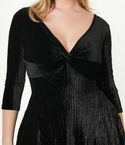 Silver Stop Inc. (Voodoo Vixen) Voodoo Vixen Black Embossed Velvet Swing Dress