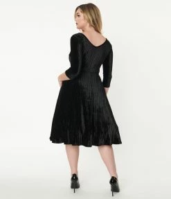 Silver Stop Inc. (Voodoo Vixen) Voodoo Vixen Black Embossed Velvet Swing Dress