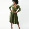 Silver Stop Inc. (Voodoo Vixen) Voodoo Vixen Olive Embossed Velvet Swing Dress Sale