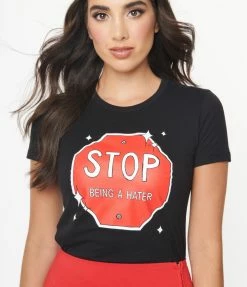 Sale Unique Vintage Stop Sign Hater Fitted Graphic Tee