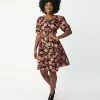 Factory X (Princess Highway) Black & Zinnia Floral Fit & Flare Dress Sale