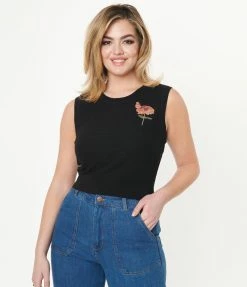 Factory X (Princess Highway) Black & Zinnia Floral Sleeveless Knit Sweater