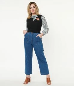 Factory X (Princess Highway) Sale Medium Blue Denim High Waist Jeans