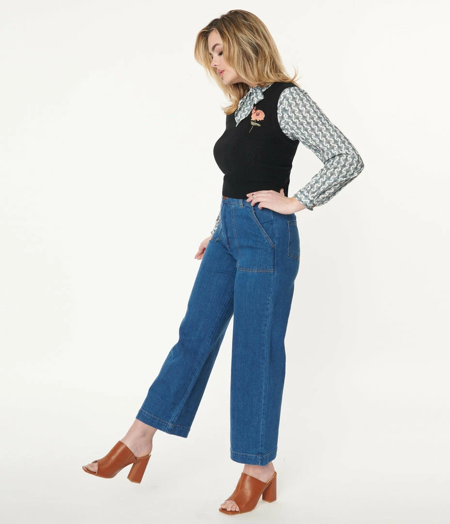 Factory X (Princess Highway) Sale Medium Blue Denim High Waist Jeans
