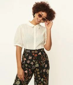 Factory X (Princess Highway) Cream Eyelet Elizabeth Blouse Sale