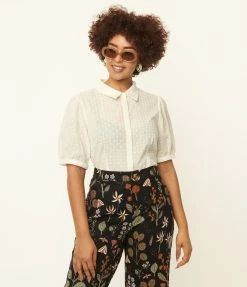 Factory X (Princess Highway) Cream Eyelet Elizabeth Blouse Sale