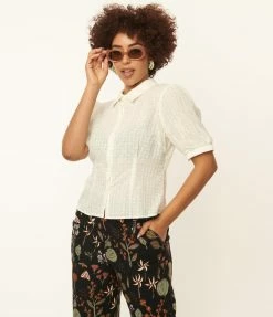 Factory X (Princess Highway) Cream Eyelet Elizabeth Blouse Sale