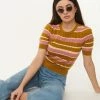 Factory X (Princess Highway) Sale Pink & Olive Green Stripe Knit Top